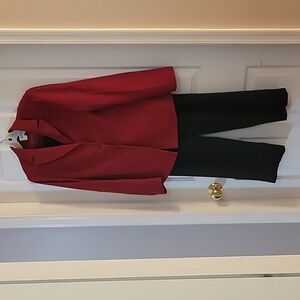 Kasper red and black pantsuit 4